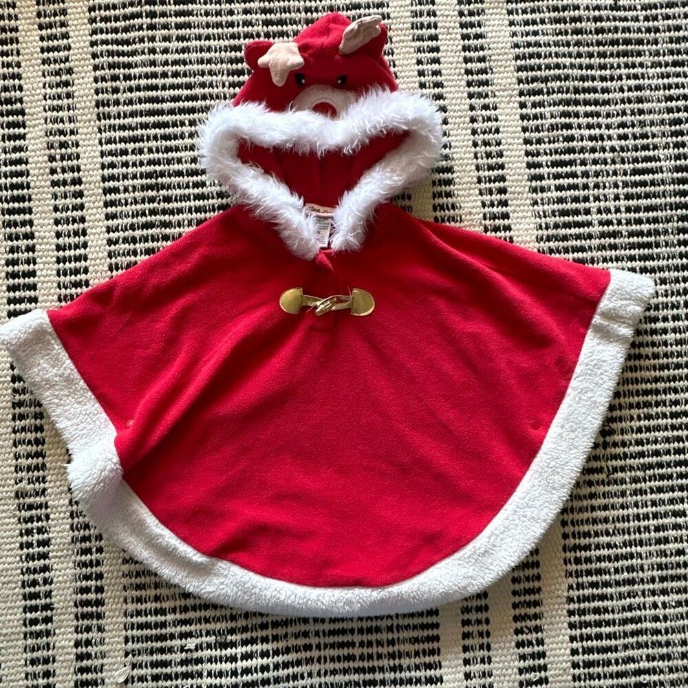 Little Lass Size 6X Girls poncho Christmas poncho red & white